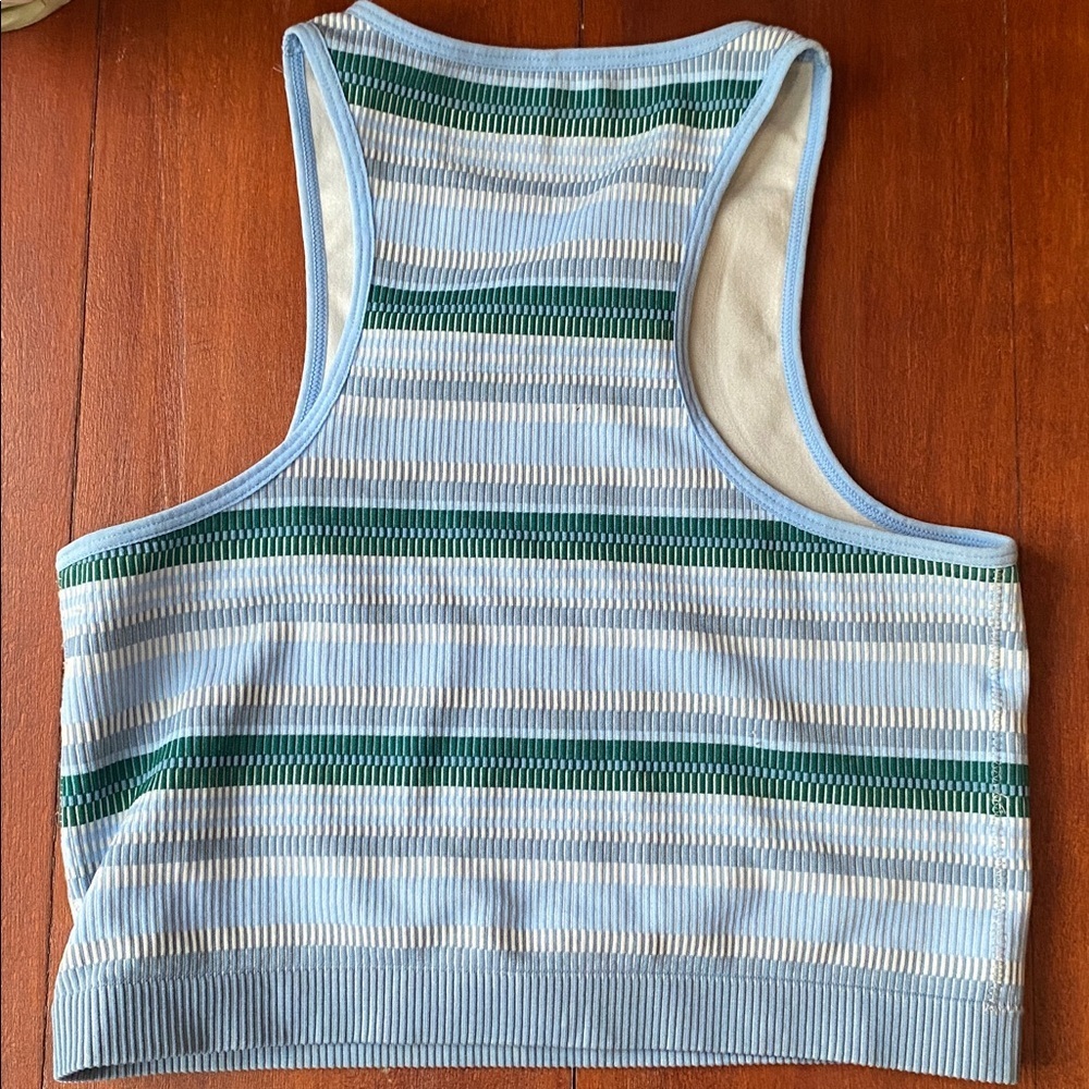 Bundle of 2 Garage Crop Tops Women’s Size Medium Pink Blue Green Stripe Summer - Picture 5 of 5
